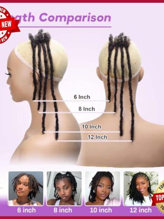 10 Inch Human Hair Dreadlock Extensions, 40 Strands, 0.6cm Width